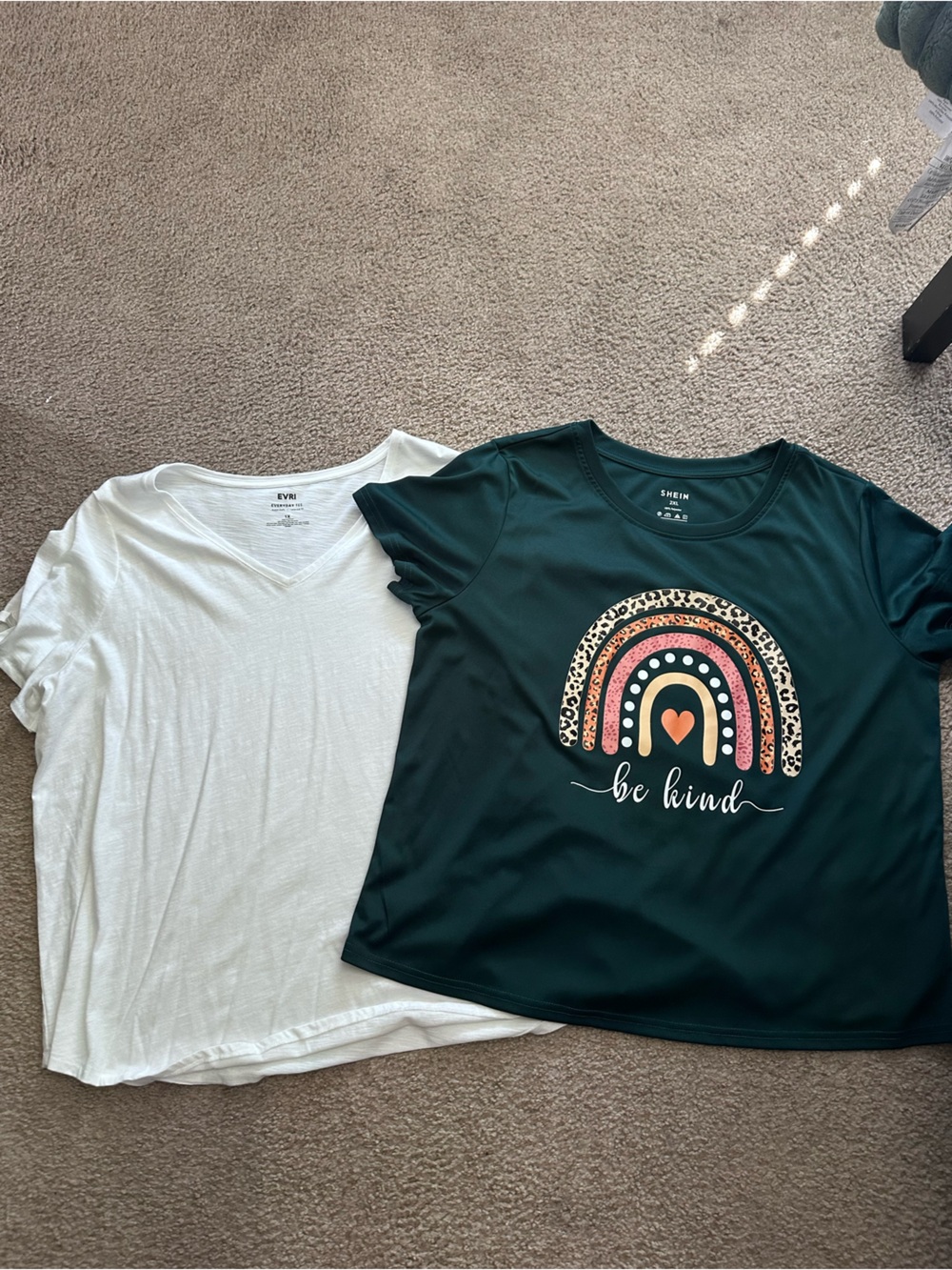 Green Rainbow “Be Kind” and White v-neck tahirts